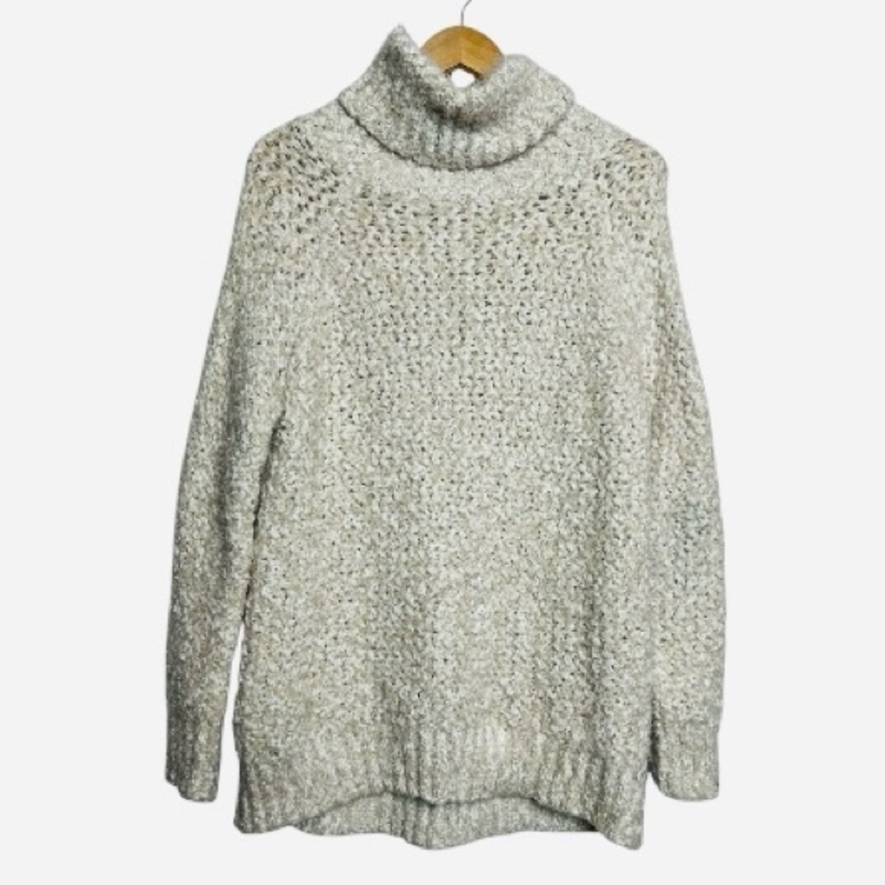 POL Cozy Knit Chunky Super Soft Turtleneck Sweater Cream Large